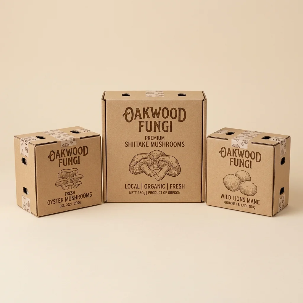 Mushroom packaging boxes with logo